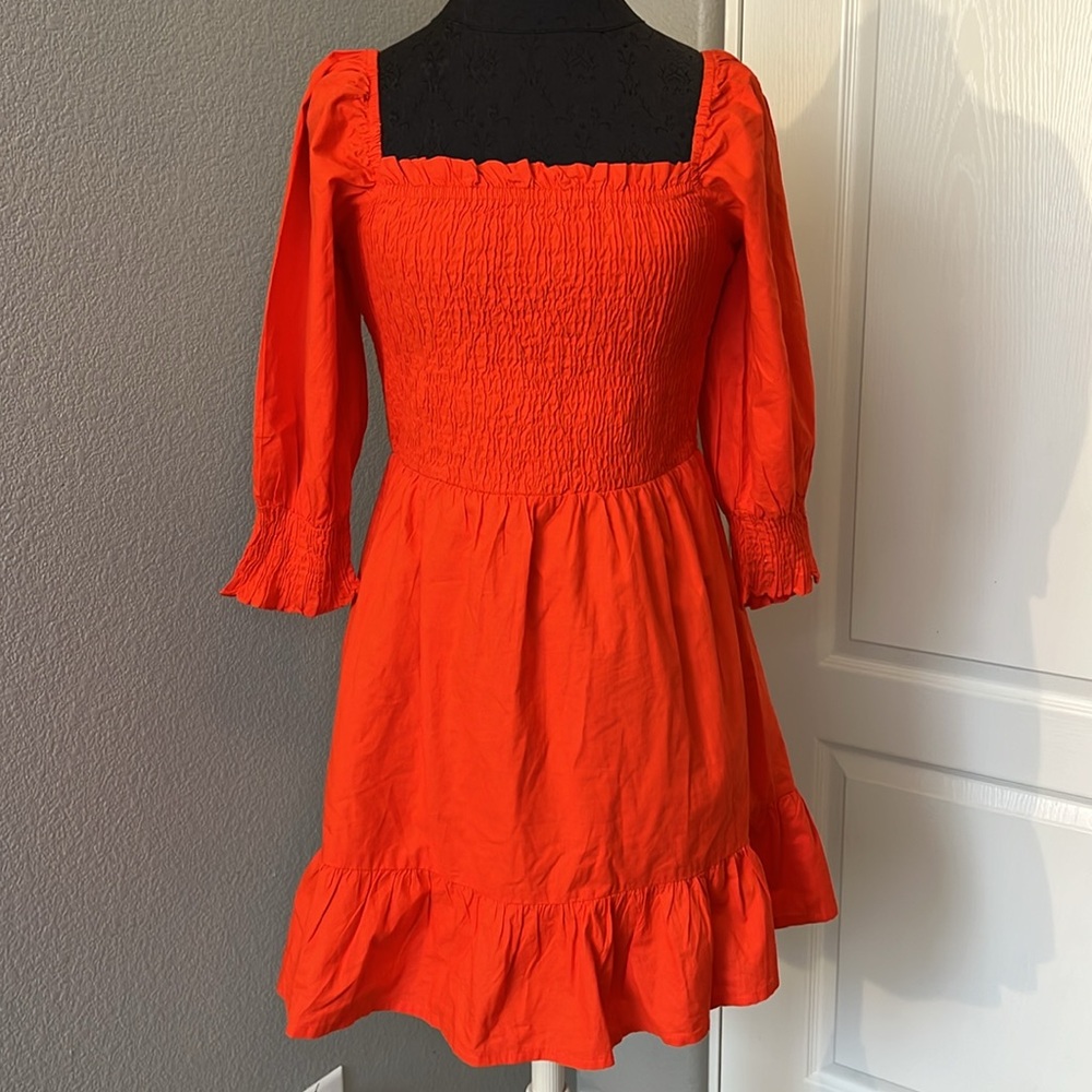 Sim & Sam Elegant Orange Puff Sleeve Dress Size Large